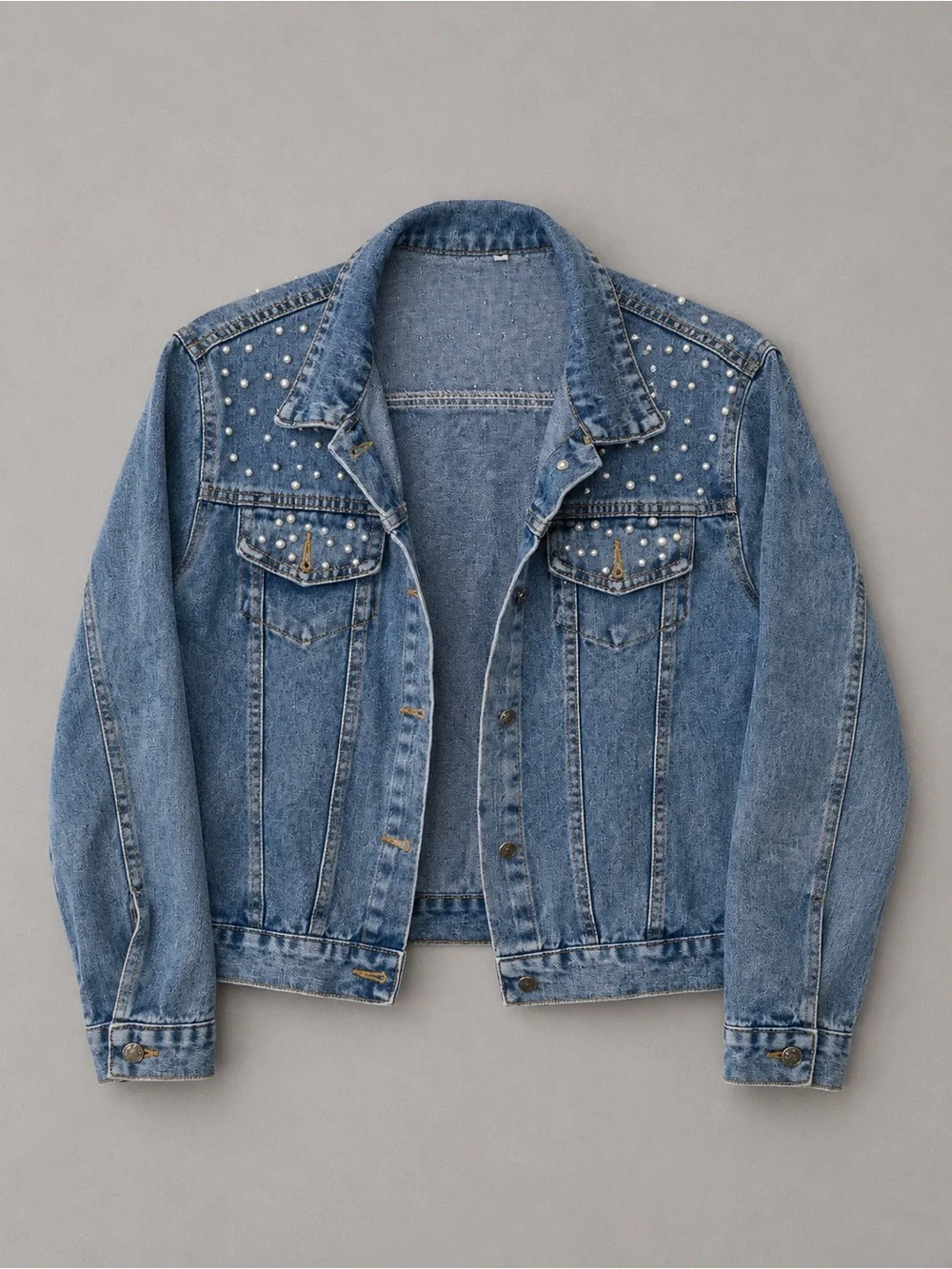 Wifey Pearl Denim Jacket Size Large - Picture 2 of 2